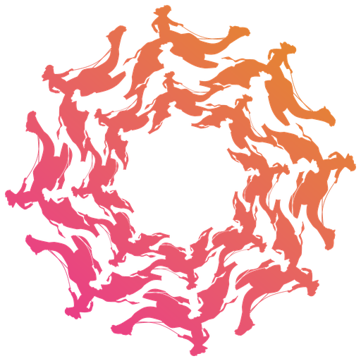 شعار مهرجان ولي العهد للهجن: إكليل دائري من الهجن الراكضة